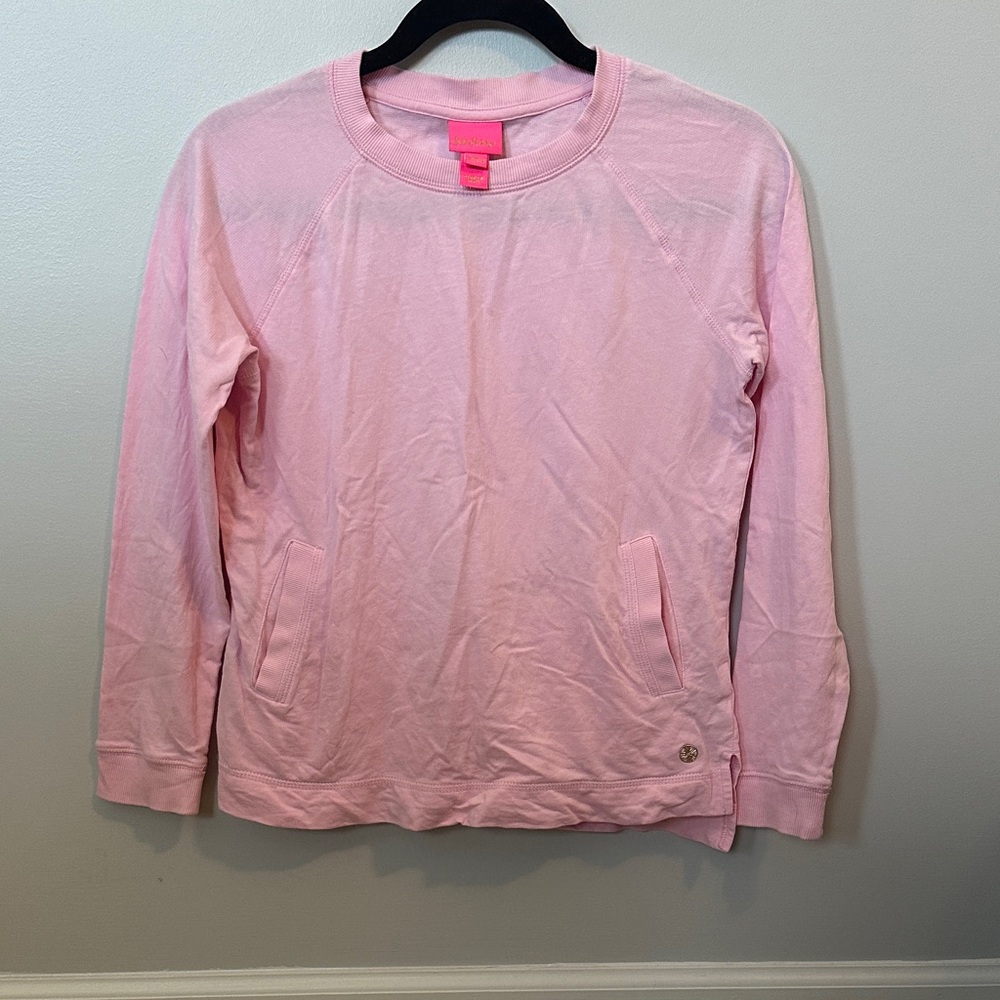 Lilly Pulitzer Light Pink Kids Pullover Beach Comber Sweatshirt.  Girl XL 12-14